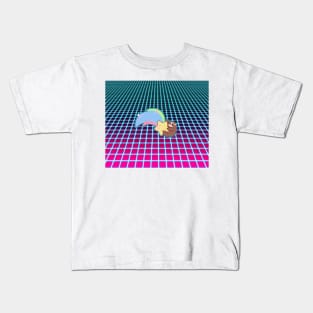 Rainbow Shooting Star Sloth Vaporwave Kids T-Shirt